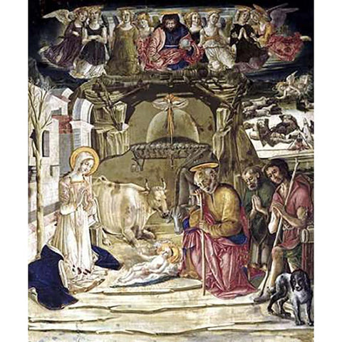 Nativity Gold Ornate Wood Framed Art Print with Double Matting by Di Giovanni, Benvenuto