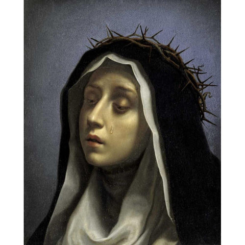 Saint Catherine of Siena Black Modern Wood Framed Art Print by Dolci, Carlo