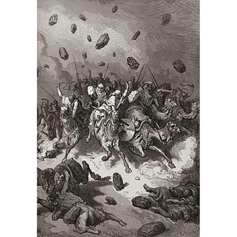 Flight of The Canaanites White Modern Wood Framed Art Print by Dore, Gustave