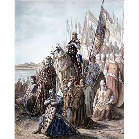 St. Louis Before Damietta, Egypt - 6th Crusade White Modern Wood Framed Art Print by Dore, Gustave