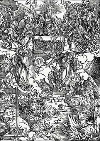 Last Judgment Black Ornate Wood Framed Art Print with Double Matting by Durer, Albrecht