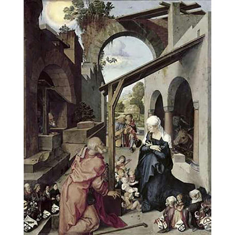 Paumgartner Altarpiece (Central Panel) Gold Ornate Wood Framed Art Print with Double Matting by Durer, Albrecht