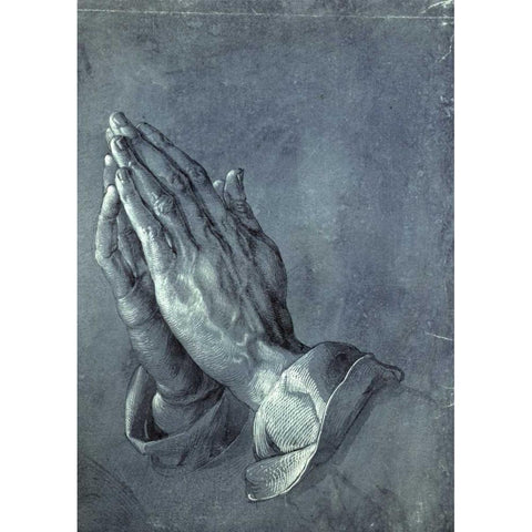 Praying Hands White Modern Wood Framed Art Print by Durer, Albrecht