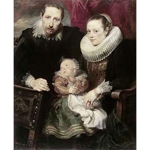 A Family Group White Modern Wood Framed Art Print by Van Dyck, Anthony