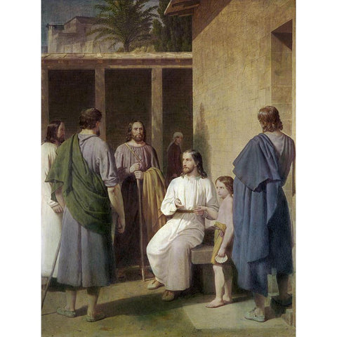 Let The Children Come Unto Me Black Modern Wood Framed Art Print with Double Matting by Eckersberg, Christoffer W.