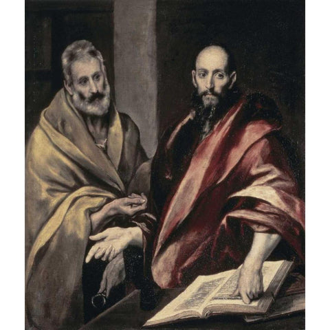 Apostles St. Peter and St. Paul Black Modern Wood Framed Art Print with Double Matting by El Greco