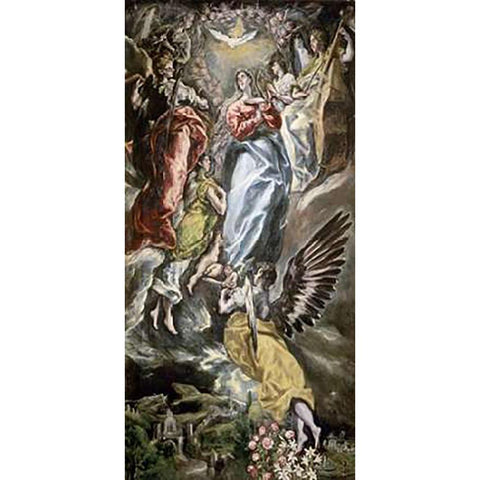 Assumption of The Virgin Black Modern Wood Framed Art Print with Double Matting by Greco, El