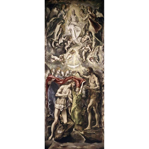 Baptism of Christ Gold Ornate Wood Framed Art Print with Double Matting by El Greco