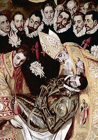 Burial of Count Orgaz - Detail White Modern Wood Framed Art Print with Double Matting by Greco, El