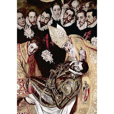 Burial of Count Orgaz - Detail White Modern Wood Framed Art Print by Greco, El
