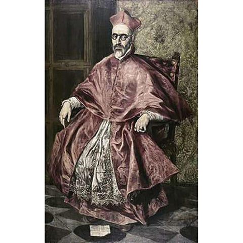Cardinal Nino De Guevara Gold Ornate Wood Framed Art Print with Double Matting by Greco, El