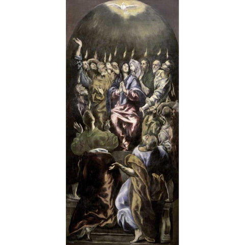 Pentecost Gold Ornate Wood Framed Art Print with Double Matting by El Greco