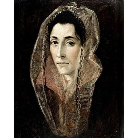 Portrait of a Lady Black Modern Wood Framed Art Print by Greco, El