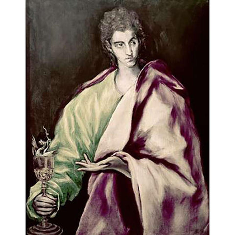 St. John The Evangelist Black Modern Wood Framed Art Print with Double Matting by Greco, El