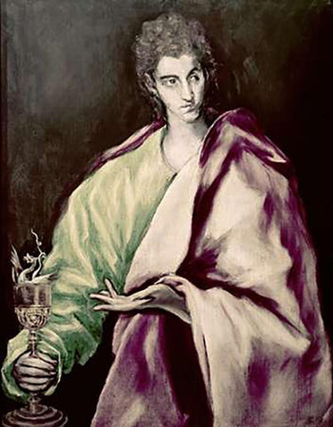 St. John The Evangelist White Modern Wood Framed Art Print with Double Matting by Greco, El