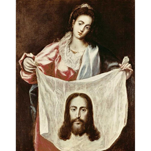 Veronica and The Holy Veil Gold Ornate Wood Framed Art Print with Double Matting by El Greco