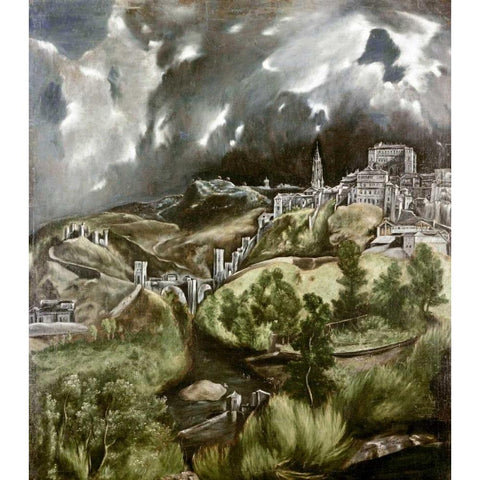 View of Toledo White Modern Wood Framed Art Print by El Greco