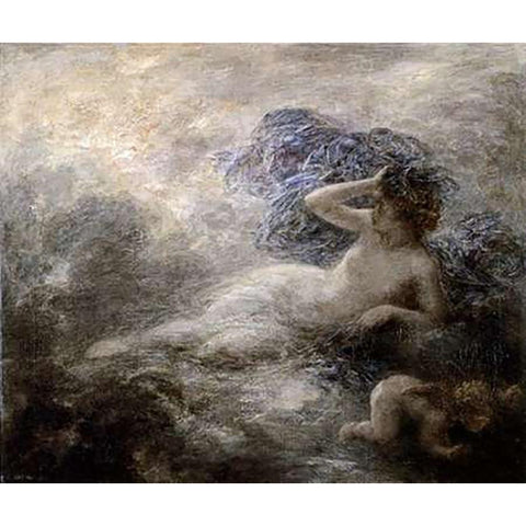 Night White Modern Wood Framed Art Print by Latour, Henri Fantin