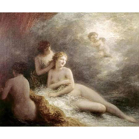 Toilette De Venus Gold Ornate Wood Framed Art Print with Double Matting by Latour, Henri Fantin