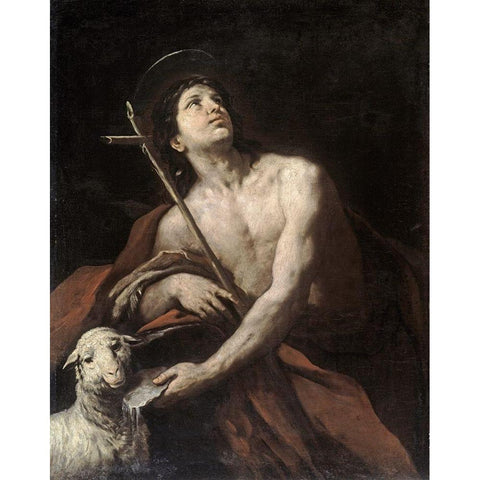 Saint John The Baptist White Modern Wood Framed Art Print by Ferraro, Orazio