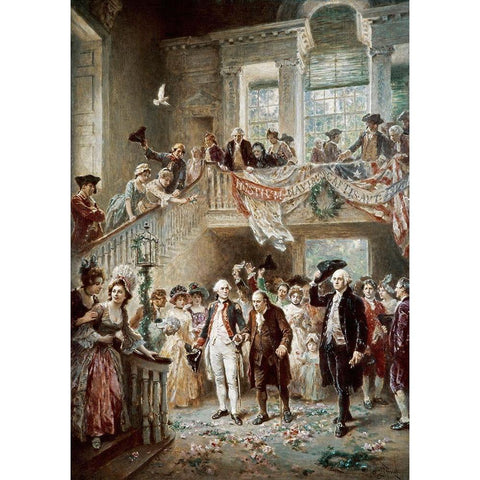 Constitutional Convention Black Modern Wood Framed Art Print with Double Matting by Ferris, Jean Leon Gerome