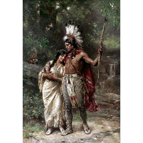 Hiawathas Wedding Journey - Longfellow White Modern Wood Framed Art Print by Ferris, Jean Leon Gerome