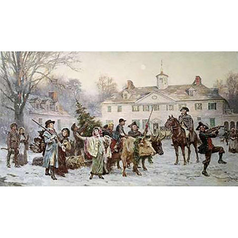 Mount Vernon Yule Log Gold Ornate Wood Framed Art Print with Double Matting by Gerome Ferris, Jean Leon