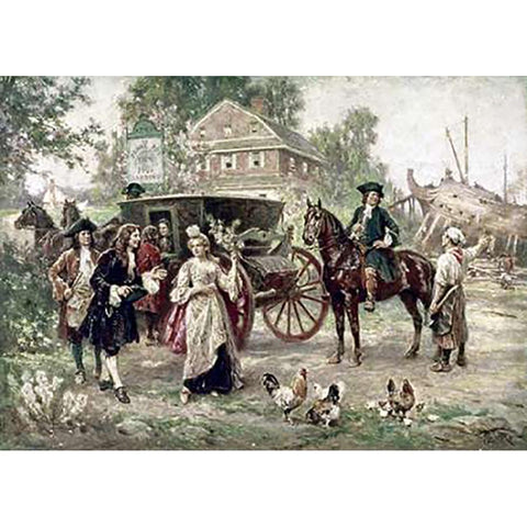 On The Road To Penns Manor White Modern Wood Framed Art Print by Gerome Ferris, Jean Leon