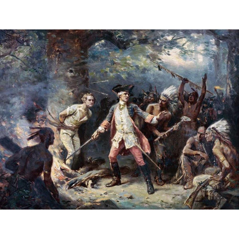 Rescue of Major Israel Putnam White Modern Wood Framed Art Print by Ferris, Jean Leon Gerome