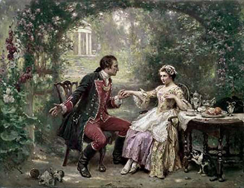 Washingtons Courtship Black Ornate Wood Framed Art Print with Double Matting by Gerome Ferris, Jean Leon