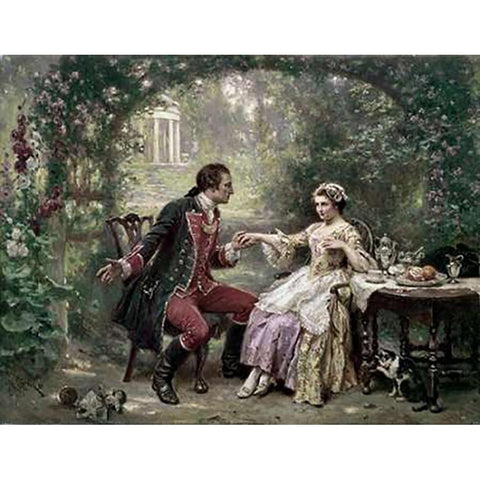 Washingtons Courtship Black Modern Wood Framed Art Print with Double Matting by Gerome Ferris, Jean Leon