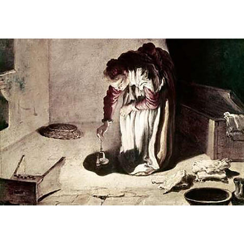 The Lost Coin Black Modern Wood Framed Art Print with Double Matting by Fetti, Domenico