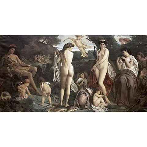 Judgement of Paris Gold Ornate Wood Framed Art Print with Double Matting by Feuerbach, Anselm Friedrich