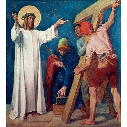 Jesus Carries His Cross, 2nd Station of The Cross White Modern Wood Framed Art Print by Feuerstein, Martin