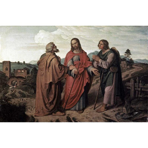 Walk To Emmaus White Modern Wood Framed Art Print by Feuhrich, Joseph