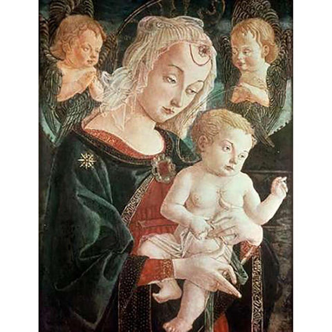 Madonna With Child Gold Ornate Wood Framed Art Print with Double Matting by Fiorentino, Francesco