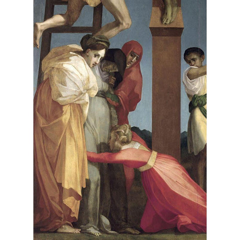 Descent From The Cross (Detail) Gold Ornate Wood Framed Art Print with Double Matting by Fiorentino, Rosso