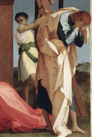 Descent From The Cross (Detail) White Modern Wood Framed Art Print with Double Matting by Fiorentino, Rosso