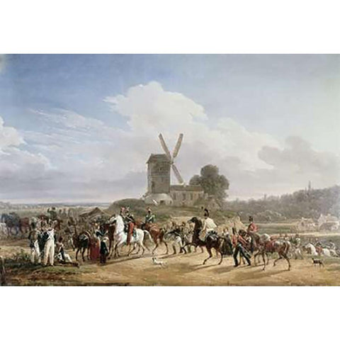 Troops Returning From Battle White Modern Wood Framed Art Print by Fontaines