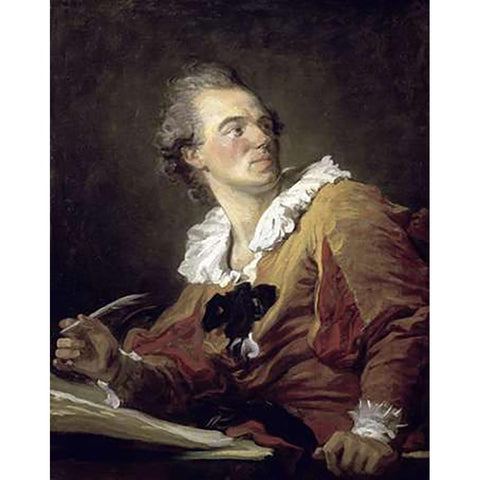 Inspiration White Modern Wood Framed Art Print by Fragonard, Jean Honore