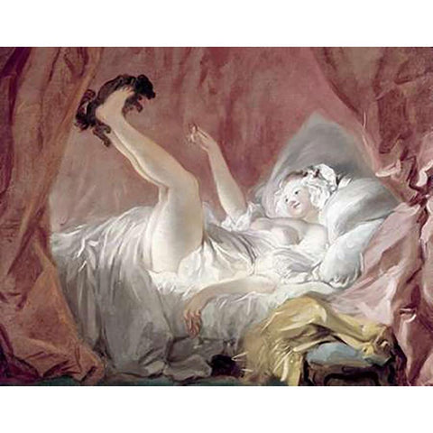 La Giambette White Modern Wood Framed Art Print by Fragonard, Jean Honore