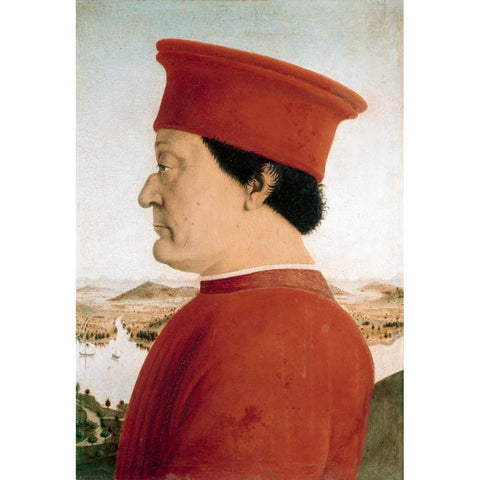 Duke of Urbino White Modern Wood Framed Art Print by Della Francesca, Piero