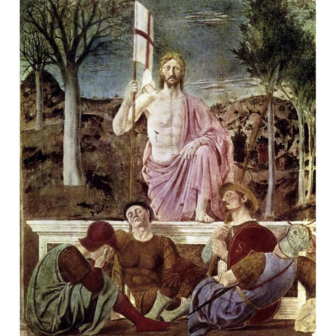 Resurrection Black Modern Wood Framed Art Print with Double Matting by Della Francesca, Piero