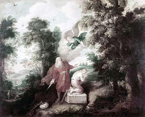 Sacrifice of Isaac White Modern Wood Framed Art Print with Double Matting by Franck, Franz Friedrich