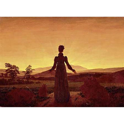 Morning Light Black Modern Wood Framed Art Print with Double Matting by Friedrich, Caspar David