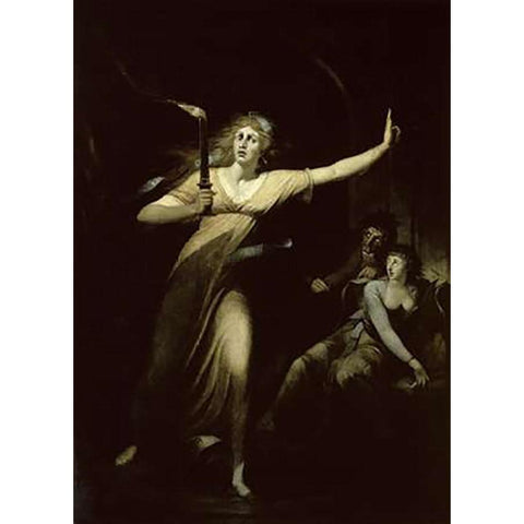 Lady Macbeth Sleepwalking Black Modern Wood Framed Art Print with Double Matting by Fuseli, Henry