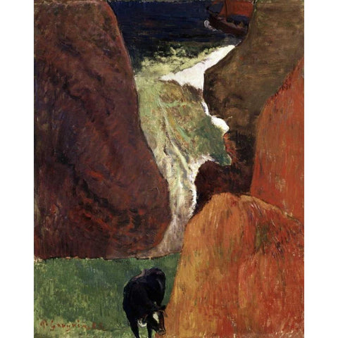 Above the Abyss Au Dessus du Gouffre White Modern Wood Framed Art Print by Gauguin, Paul