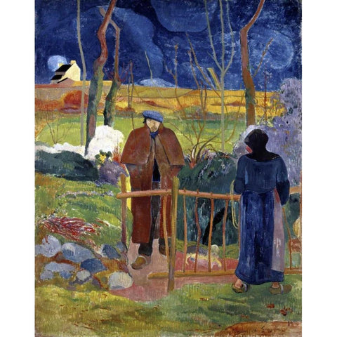 Bonjour, Monsieur Gauguin White Modern Wood Framed Art Print by Gauguin, Paul