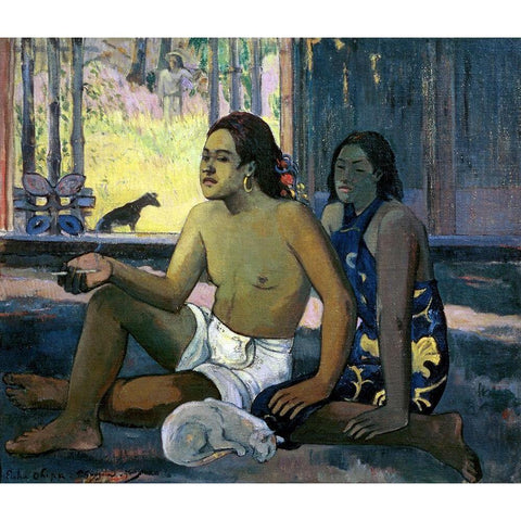 Eiaha Ohipa (Not Working) Black Modern Wood Framed Art Print with Double Matting by Gauguin, Paul