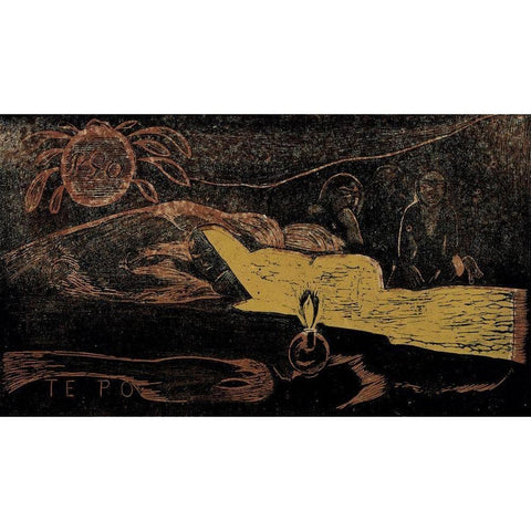 Exalted Night Black Modern Wood Framed Art Print with Double Matting by Gauguin, Paul